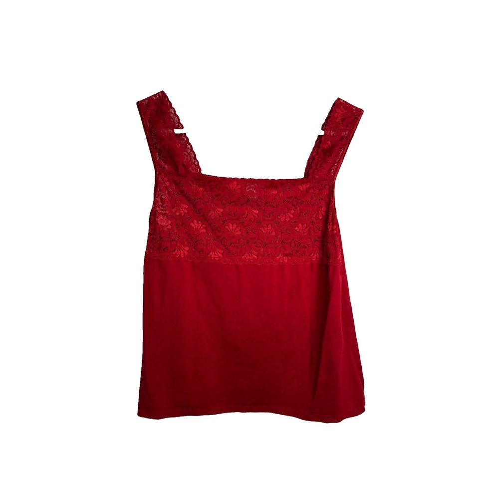 Cato Red Strappy Tank Top Womens Medium Lace Accent